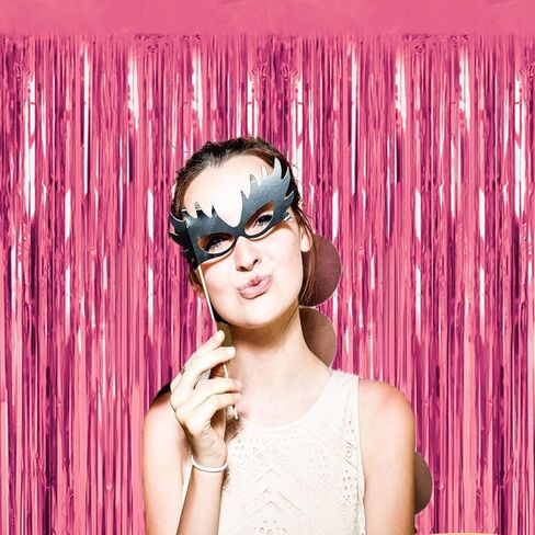 USCNC 2 Pack 3.2ft x 8.2ft Black Foil Fringe Curtains Party Photo Backdrop Party Streamers for Birthday,Graduation,New Year Eve Decorations Wedding Decor in Saudi Arabia