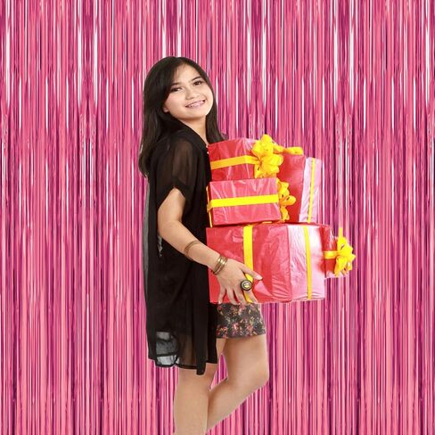 USCNC 2 Pack 3.2ft x 8.2ft Black Foil Fringe Curtains Party Photo Backdrop Party Streamers for Birthday,Graduation,New Year Eve Decorations Wedding Decor in Saudi Arabia