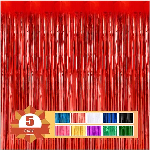 USCNC 2 Pack 3.2ft x 8.2ft Black Foil Fringe Curtains Party Photo Backdrop Party Streamers for Birthday,Graduation,New Year Eve Decorations Wedding Decor in Saudi Arabia