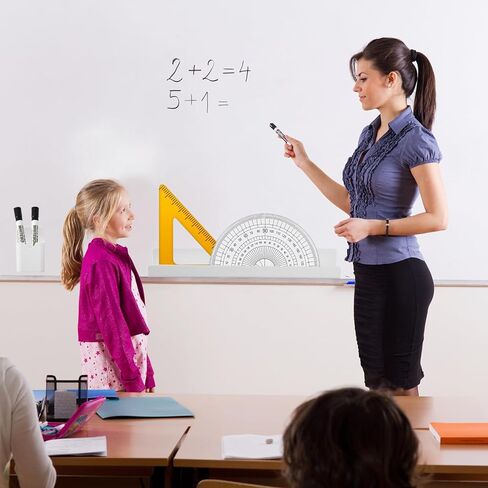 قطعتان من رف الكتب المغناطيسي للسبورة البيضاء، حامل كتب مغناطيسي أكريليك قابل لإعادة الاستخدام مع حاوية أقلام، أرفف كتب معدنية عائمة، رف عرض الكتب لغرفة الأطفال والفصول الدراسية للسبورة البيضاء (أبيض) in Kuwait