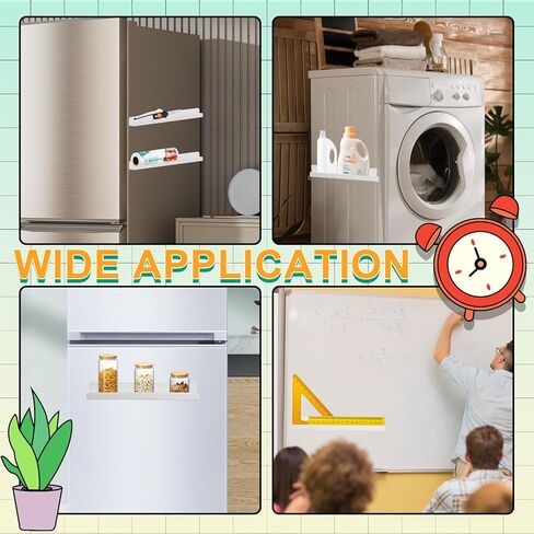 قطعتان من رف الكتب المغناطيسي للسبورة البيضاء، حامل كتب مغناطيسي أكريليك قابل لإعادة الاستخدام مع حاوية أقلام، أرفف كتب معدنية عائمة، رف عرض الكتب لغرفة الأطفال والفصول الدراسية للسبورة البيضاء (أبيض) in Kuwait