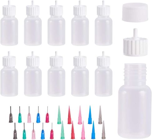 BENECREAT 6 Packs 1oz DIY Precision Tip Applicator Bottles 15PCS Stainless Steel PP Blunt Needle Tips, 6PCS Stoppers, 2PCS Syringe for Quiling Glue Work in Saudi Arabia