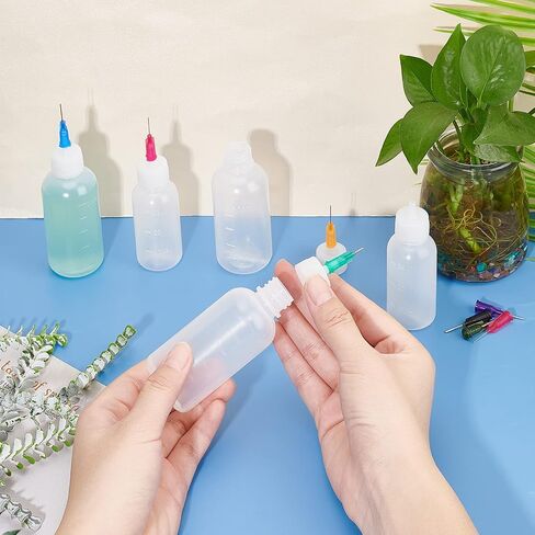 BENECREAT 6 Packs 1oz DIY Precision Tip Applicator Bottles 15PCS Stainless Steel PP Blunt Needle Tips, 6PCS Stoppers, 2PCS Syringe for Quiling Glue Work in Saudi Arabia