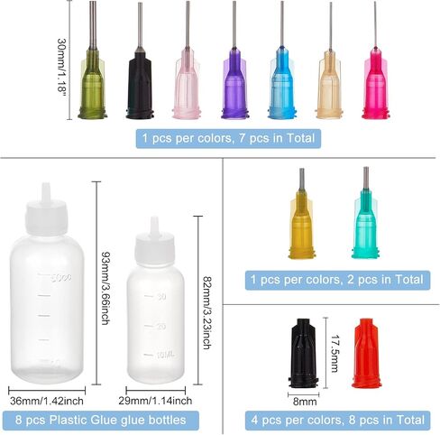 BENECREAT 6 Packs 1oz DIY Precision Tip Applicator Bottles 15PCS Stainless Steel PP Blunt Needle Tips, 6PCS Stoppers, 2PCS Syringe for Quiling Glue Work in Saudi Arabia