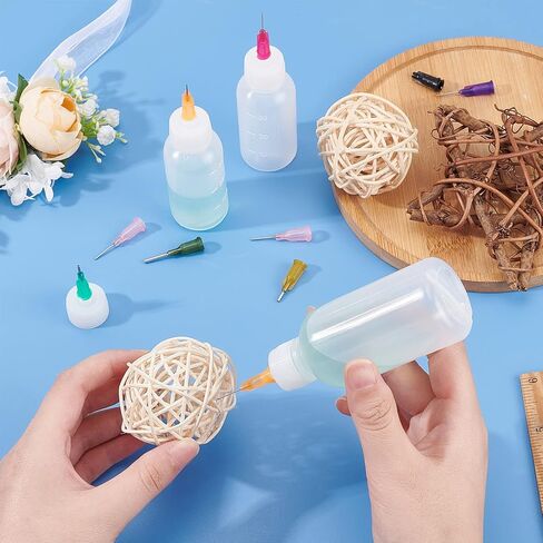 BENECREAT 6 Packs 1oz DIY Precision Tip Applicator Bottles 15PCS Stainless Steel PP Blunt Needle Tips, 6PCS Stoppers, 2PCS Syringe for Quiling Glue Work in Saudi Arabia