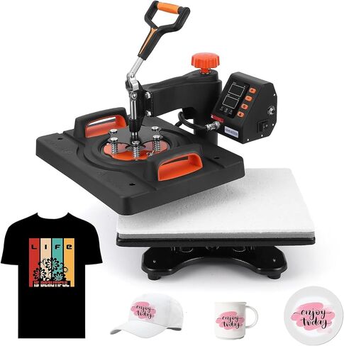 Heat Press Machine for T Shirts, 9 in 1, 12 X 15 Inch, Swing Away Digital Tshirt Press Machine, 800W 360° Rotation Swing-Away, Dual-Tube Heating Printing for DIY T-Shirts Cap Hat Mugs in Saudi Arabia