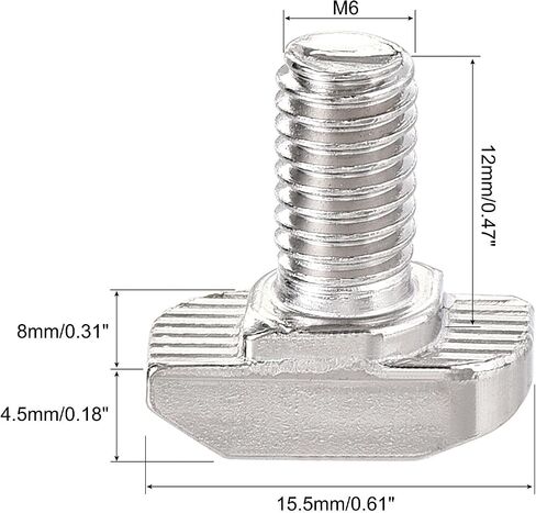uxcell M6x12mm T-Slot Drop-in Stud Sliding Bolt Screw Carbon Steel for 30 Series Aluminum Profile 8pcs in Saudi Arabia