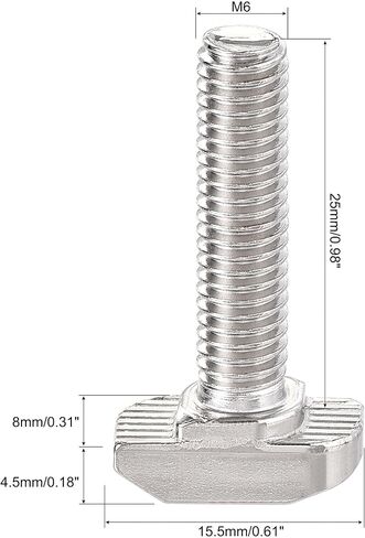 uxcell M6x12mm T-Slot Drop-in Stud Sliding Bolt Screw Carbon Steel for 30 Series Aluminum Profile 8pcs in Saudi Arabia