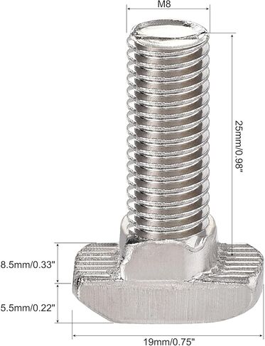 Uxcell M8x30mm T-Slot مسمار منزلق من الفولاذ الكربوني لسلسلة 40 من الألومنيوم 20 قطعة in Kuwait