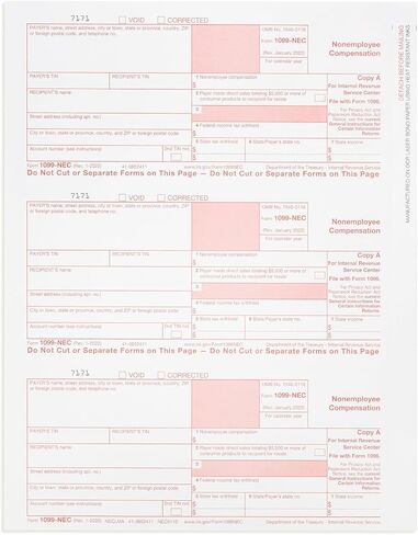 Blue Summit Supplies 1099-NEC 4 Part Tax Form Bundle 2023 with TaxRight CD-ROM (Formerly Called TFP), Includes Self-Seal Envelopes, Designed for QuickBooks and Accounting Software, 50 Pack in Saudi Arabia