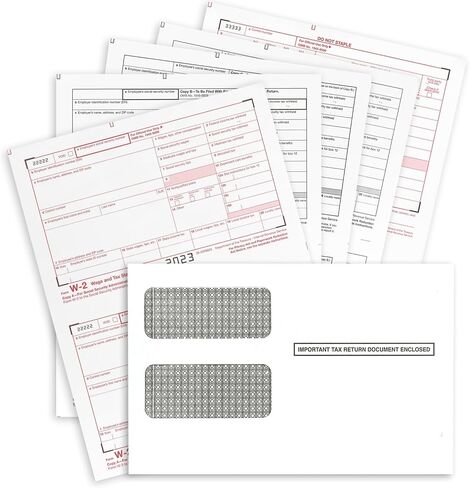 NextDayLabels - نماذج W2 2023، نماذج ضرائب مكونة من 4 أجزاء، (مجموعة من 50 مع مظاريف ذاتية الختم) نماذج حبر/نفث ليزر لـ QuickBooks وبرامج المحاسبة in Saudi Arabia