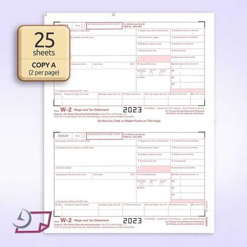 NextDayLabels - نماذج W2 2023، نماذج ضرائب مكونة من 4 أجزاء، (مجموعة من 50 مع مظاريف ذاتية الختم) نماذج حبر/نفث ليزر لـ QuickBooks وبرامج المحاسبة in Saudi Arabia