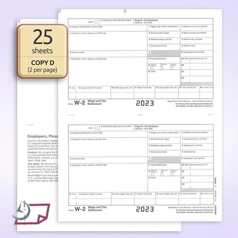 NextDayLabels - نماذج W2 2023، نماذج ضرائب مكونة من 4 أجزاء، (مجموعة من 50 مع مظاريف ذاتية الختم) نماذج حبر/نفث ليزر لـ QuickBooks وبرامج المحاسبة in Saudi Arabia