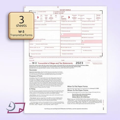 NextDayLabels - نماذج W2 2023، نماذج ضرائب مكونة من 4 أجزاء، (مجموعة من 50 مع مظاريف ذاتية الختم) نماذج حبر/نفث ليزر لـ QuickBooks وبرامج المحاسبة in Saudi Arabia