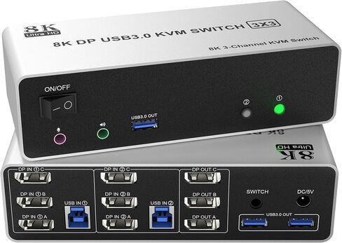 8K@60Hz Displayport USB 3.0 KVM Switch 2 Monitors for 4 Computers 8K@60Hz 4K@144Hz, DP1.4 Dual Monitor Displayport KVM Switch 4 Port with Audio Output and 3 USB 3.0, 8K DP Monitor Switch for 4 PCs in Saudi Arabia