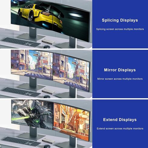 8K @ 60 هرتز Displayport USB 3.0 KVM Switch 2 شاشات لـ 4 أجهزة كمبيوتر 8K @ 60 هرتز 4K @ 144 هرتز، DP1.4 شاشة مزدوجة Displayport KVM Switch 4 منافذ مع مخرج صوت و3 USB 3.0، 8K DP مراقب التبديل لـ 4 أجهزة كمبيوتر in Kuwait