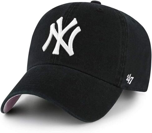 قبعة '47 MLB New York Yankees Ball Park Clean Up قابلة للتعديل، مقاس واحد للبالغين يناسب الجميع (نيويورك يانكيز أسود وردي) in Saudi Arabia