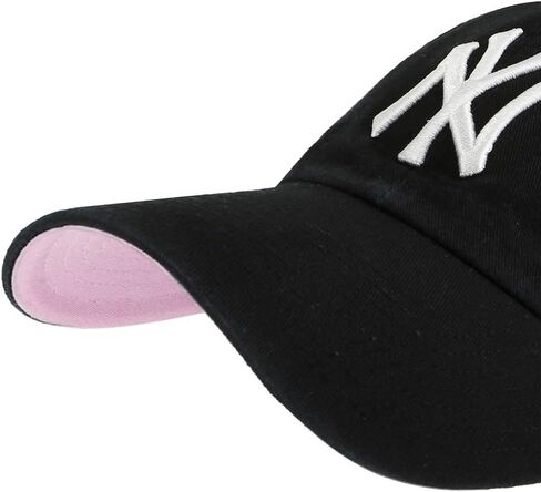 قبعة '47 MLB New York Yankees Ball Park Clean Up قابلة للتعديل، مقاس واحد للبالغين يناسب الجميع (نيويورك يانكيز أسود وردي) in Saudi Arabia