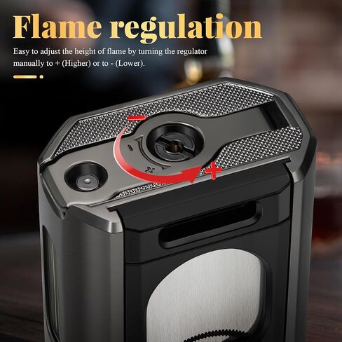 Cigar Lighter and Cutter, Powerful 4 Jet Flame Torch Lighters, with Punch Built in, Big Holder, Cigar lighters Set, Thanksgiving Christmas Day Gift (NO Gas) in Saudi Arabia