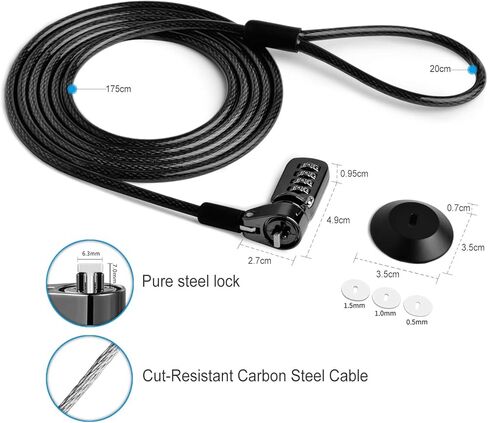 Laptop Cable Lock Laptop Security Locks Anti Theft 3 Keys 6.5 Ft Lomputer Lock Compatible for Laptops, iMac,Outdoor TV Mac Mini to Other Devices Longer Cable Stronger Lock Head in Kuwait