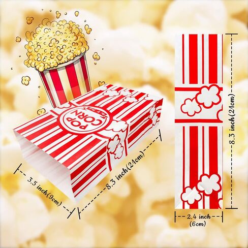 Flat Bottom Popcorn Bags, 50 Pcs Paper Popcorn Bags for Family Movie Night Baseball Themed Carnival Christmas Birthday Party in Saudi Arabia