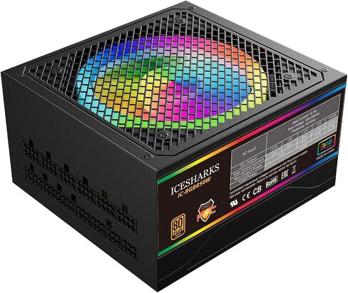 PSU 80+ Gold 850 Watt ATX Fully Modular Power Supply, 120mm Size and Low Noise RGB Fan 0 RPM with 25 RGB Lighting Modes, Full Mod Cables in Saudi Arabia