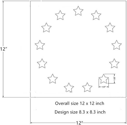 استنسل كبير للعلم العسكري الأمريكي للرسم على الخشب والنسيج والجدران والبخاخة + المزيد | قالب مايلر 10-14 بوصة قابل لإعادة الاستخدام (13 نجمة) in Kuwait