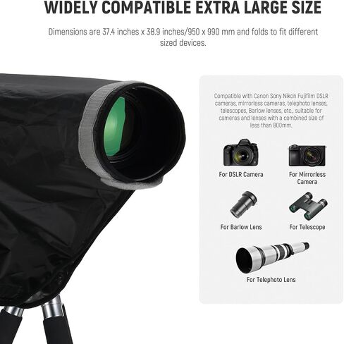 NEEWER 2 in 1 Camera Rain Cover & Reflector, L Large Durable Nylon Waterproof Raincoat for Canon Sony Nikon Fujifilm DSLR Mirrorless Camera & Lens up to 600mm, with Viewing Window/Bag, PB018 in Saudi Arabia