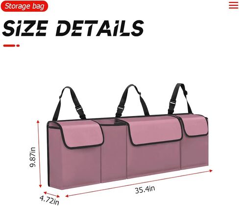 Car Trunk Organizer, Auto Waterproof Sturdy Backseat Hanging Large Storage Collapsible Cargo Bag with Anti-Slip Adjustable Strip&4 Pockets, Vehicle Interior Accessories for Man Woman (Black) in Saudi Arabia