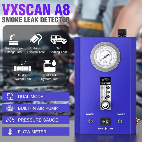 Automotive Smoke Machine Leak Detector, EVAP Smoke Machine Leak Tester for All 12V DC Vehicles in Vacuum, Fuel Diagnostic Pipe System, Built-in Air Pump and Pressure Gauge, Flow Meter Dual Mode in Saudi Arabia