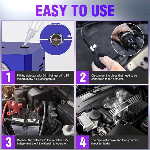 Automotive Smoke Machine Leak Detector, EVAP Smoke Machine Leak Tester for All 12V DC Vehicles in Vacuum, Fuel Diagnostic Pipe System, Built-in Air Pump and Pressure Gauge, Flow Meter Dual Mode in Saudi Arabia