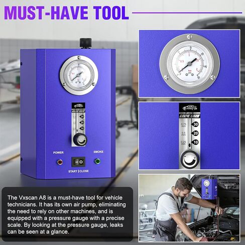 Automotive Smoke Machine Leak Detector, EVAP Smoke Machine Leak Tester for All 12V DC Vehicles in Vacuum, Fuel Diagnostic Pipe System, Built-in Air Pump and Pressure Gauge, Flow Meter Dual Mode in Saudi Arabia