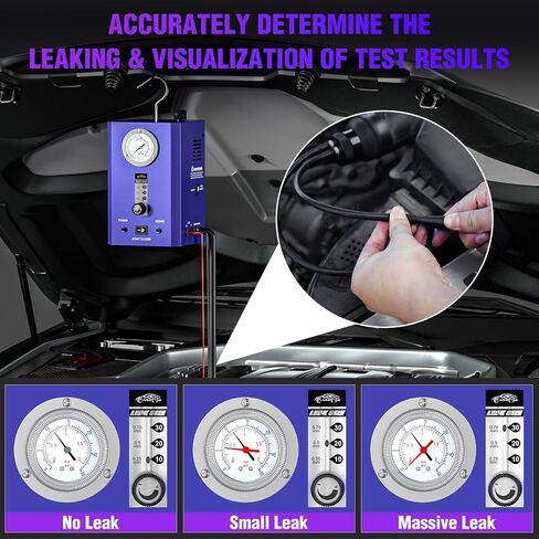 Automotive Smoke Machine Leak Detector, EVAP Smoke Machine Leak Tester for All 12V DC Vehicles in Vacuum, Fuel Diagnostic Pipe System, Built-in Air Pump and Pressure Gauge, Flow Meter Dual Mode in Saudi Arabia