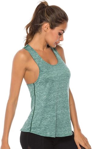 Women's Workout Tops, Athletic Yoga Shirts Loose Fit Racerback Tank Top, Sleeveless Muscle Tank Tops for Yoga Exercise Gym in Saudi Arabia
