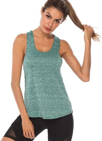 Women's Workout Tops, Athletic Yoga Shirts Loose Fit Racerback Tank Top, Sleeveless Muscle Tank Tops for Yoga Exercise Gym in Saudi Arabia
