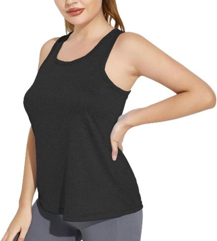 Women's Workout Tops, Athletic Yoga Shirts Loose Fit Racerback Tank Top, Sleeveless Muscle Tank Tops for Yoga Exercise Gym in Saudi Arabia