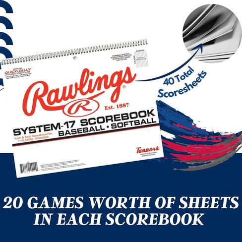 نظام 17 سجل نتائج البيسبول والكرة اللينة و24 بطاقة تشكيلة، مع قلم كوفي - كتاب مريح لحفظ نتائج الكرة اللينة والبيسبول وحزمة التدريب على بطاقات الترتيب in Kuwait