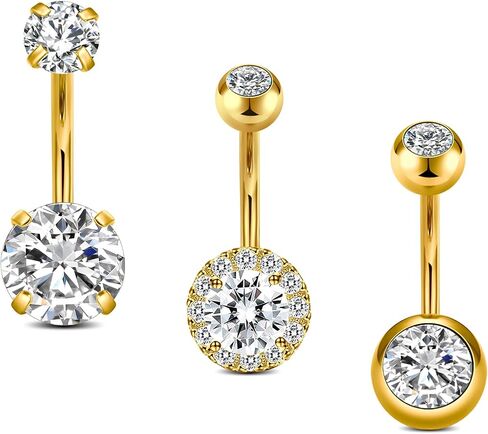 Incaton 14G Belly Button Rings, Stainless Steel Diamond Short Bar Belly Rings For Women, 6mm/10mm Hypoallergenic Navel Piercings With Gift Velvet Pouch in Saudi Arabia