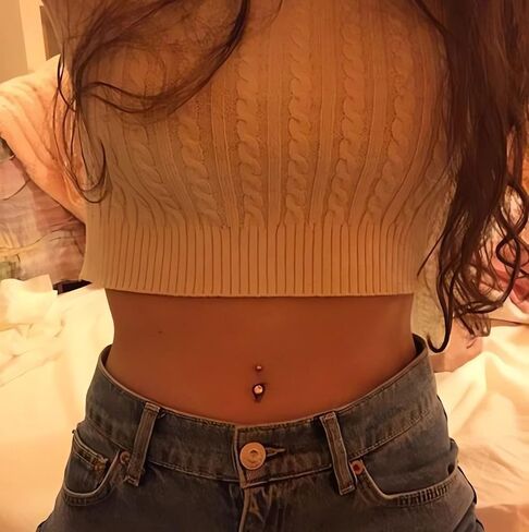 Incaton 14G Belly Button Rings, Stainless Steel Diamond Short Bar Belly Rings For Women, 6mm/10mm Hypoallergenic Navel Piercings With Gift Velvet Pouch in Saudi Arabia