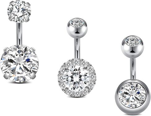 Incaton 14G Belly Button Rings, Stainless Steel Diamond Short Bar Belly Rings For Women, 6mm/10mm Hypoallergenic Navel Piercings With Gift Velvet Pouch in Saudi Arabia