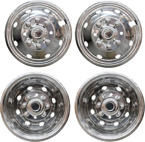 4 قطع 16 بوصة من الفولاذ المقاوم للصدأ المصقول ذو العجلات المزدوجة، مسمار جميل المظهر على غطاء العجلة، 8 أغطية عجلات تناسب Ford F350 1974-1998؛E350/E450 1992-2021؛Dodge Ram 3500 1974-1999 C16F80 in Kuwait
