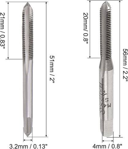 uxcell M4 x 0.7 Metric Hand Taps SKS2 High Speed Steel Straight 3 Flutes Bottoming Taper 13 Pcs in Saudi Arabia