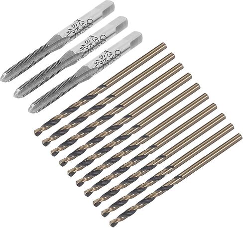 uxcell M3 x 0.5 Metric SKS2 Straight 3 Flutes Bottoming Taper Hand Set, Reduced Shank Twist Drill Bits 2.5mm HSS 4341 with 2.5mm Shank 13 Pcs in Saudi Arabia