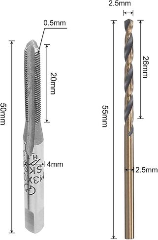 uxcell M3 x 0.5 Metric SKS2 Straight 3 Flutes Bottoming Taper Hand Set, Reduced Shank Twist Drill Bits 2.5mm HSS 4341 with 2.5mm Shank 13 Pcs in Saudi Arabia