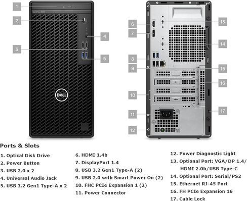 سطح المكتب ديل اوبتيبلكس 3000 سيريز بزنس تاور، انتل كور i9-12900K، ذاكرة الوصول العشوائي 64 جيجا، 2 تيرابايت اس اس دي، واي فاي 5، DVD-RW، HDMI، لوحة مفاتيح وماوس سلكي، ويندوز 11 برو، اسود in Saudi Arabia