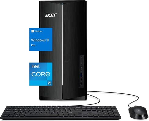 كمبيوتر مكتبي آيسر أسباير الجيل الثالث عشر إنتل كور i5-13400 برج الأعمال، ذاكرة وصول عشوائي 64 جيجابايت، 2 تيرابايت PCIe SSD، قارئ بطاقة SD، واي فاي 6، HDMI، RJ-45، لوحة مفاتيح وماوس سلكية، ويندوز 11 برو، أسود in Saudi Arabia