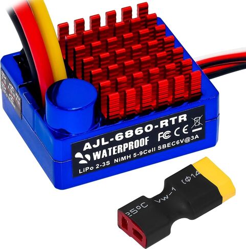 GOUPRC 2S LiPo مقاوم للماء ESC وحدة التحكم في السرعة الإلكترونية T-plug/XT60 المقابس لـ 1/10 RC Car RCBoat للاستخدام مع 540/550 محركًا (أزرق) in Kuwait