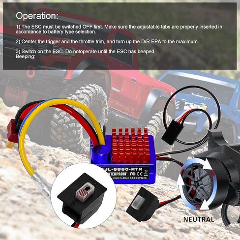GOUPRC 2S LiPo مقاوم للماء ESC وحدة التحكم في السرعة الإلكترونية T-plug/XT60 المقابس لـ 1/10 RC Car RCBoat للاستخدام مع 540/550 محركًا (أزرق) in Kuwait