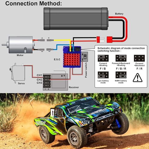 GOUPRC 2S LiPo مقاوم للماء ESC وحدة التحكم في السرعة الإلكترونية T-plug/XT60 المقابس لـ 1/10 RC Car RCBoat للاستخدام مع 540/550 محركًا (أزرق) in Kuwait