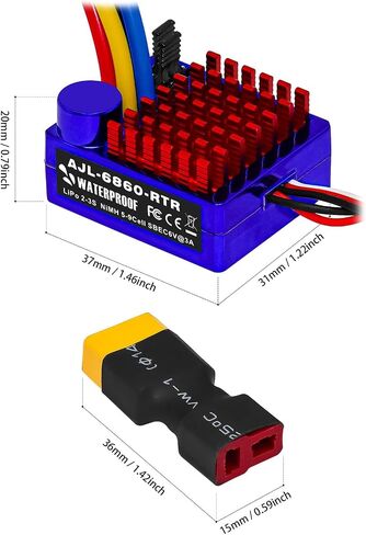 GOUPRC 2S LiPo مقاوم للماء ESC وحدة التحكم في السرعة الإلكترونية T-plug/XT60 المقابس لـ 1/10 RC Car RCBoat للاستخدام مع 540/550 محركًا (أزرق) in Kuwait